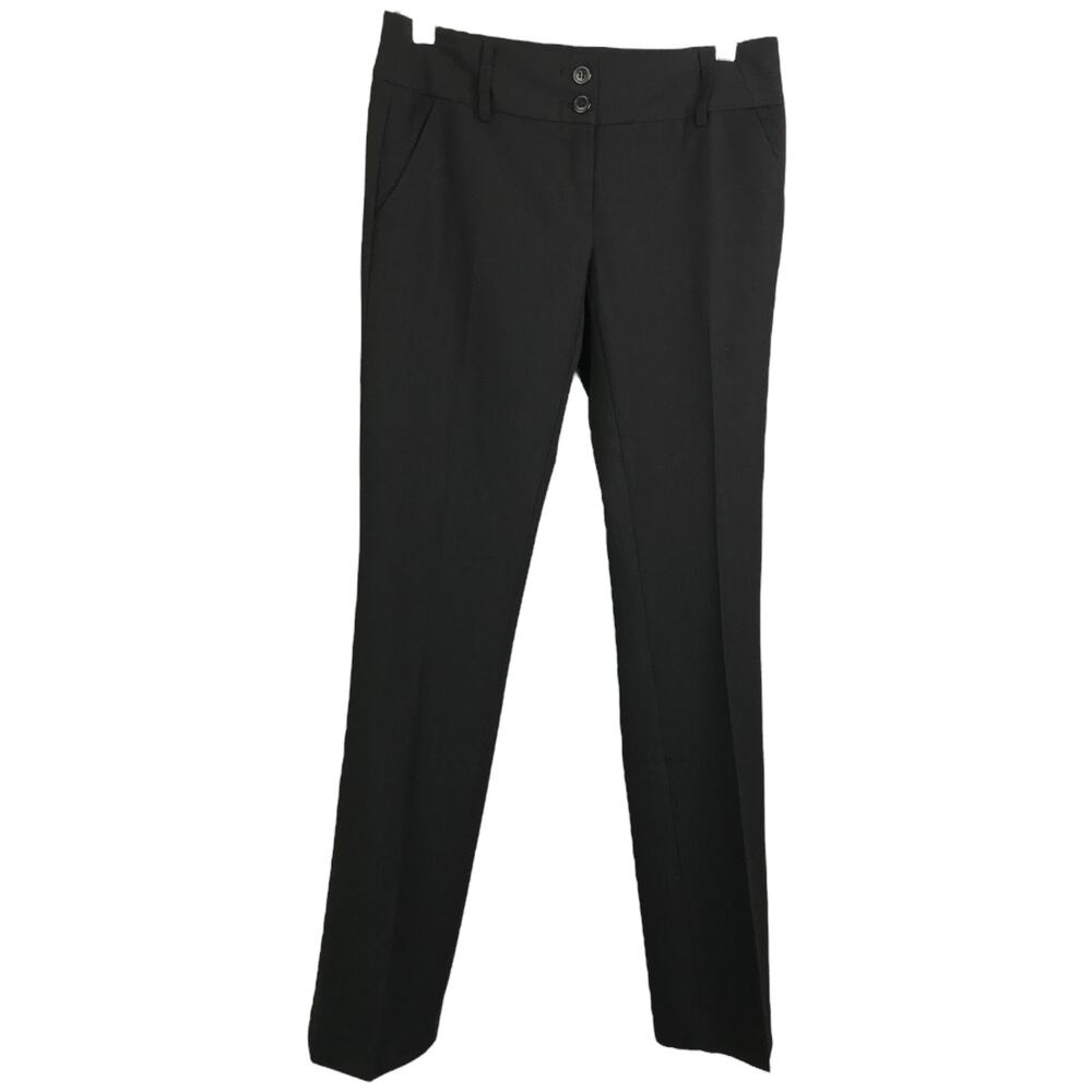 Amanda + Chelsea Pants Womens‎ 0 Black Pinstriped Straight Leg Stretch Mid-Rise